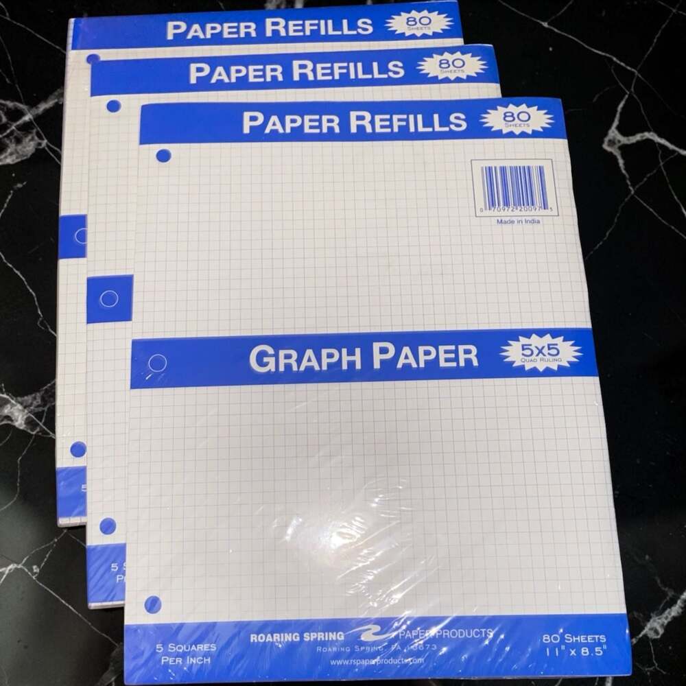 Roaring Spring Graph Paper Refills 11 x 8.5 Inch 80 Sheets (3 Pack)